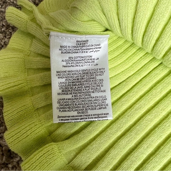 BCBGeneration Lime Green Short Sleeve Ruffle Cardigan, Size Large - Picture 6 of 7